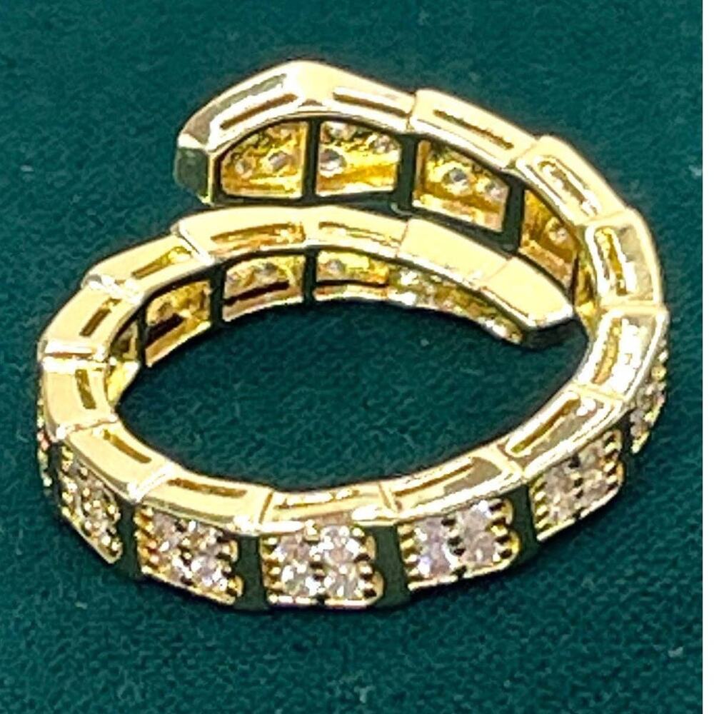 Snake Bone Ring Adjustable Bulgari Bvlgari STYLE Serpenti 14k Gold Plated AP23 - Picture 2 of 3